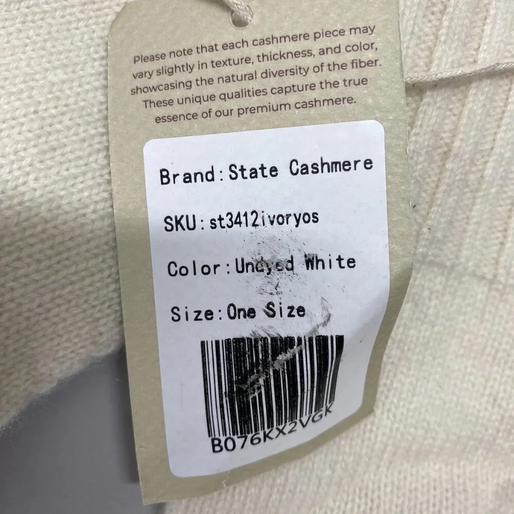 NEW STATE Cashmere Unisex Plain Knit Gloves – Undyed White – One Size